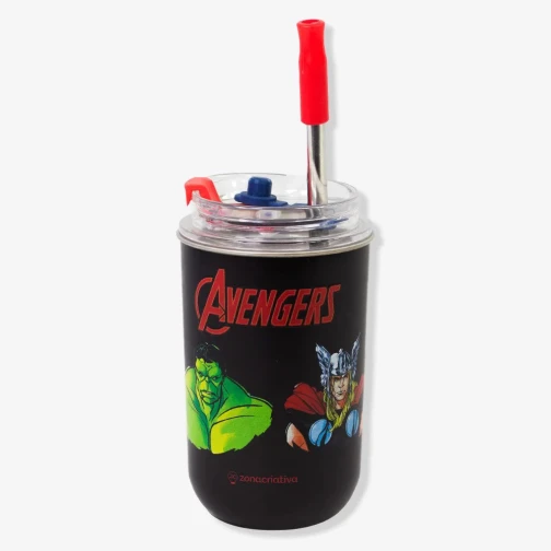 Copo Neo com Canudo Vingadores - Marvel 