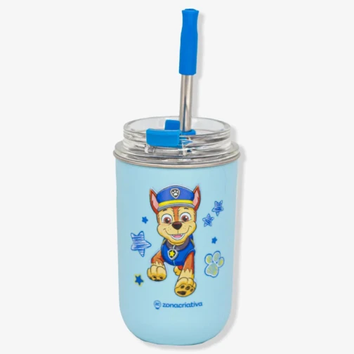 Copo Neo com Canudo Chase – Patrulha Canina