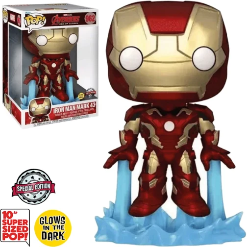 FUNKO POP MARVEL AVENGERS EXCLUSIVE - IRON MAN MARK 962 (SUPER SIZED 10" & GLOWS IN THE DARK) HOMEM DE FERRO